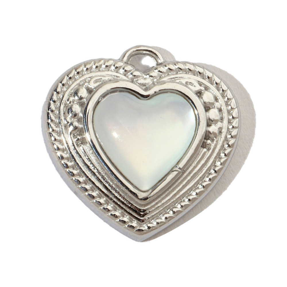 6pcs/pack French Sun Waterdrop Natural Stone Stainless Steel Diy Charm Women Heart Shell Necklace Pendant Mother Of Pearl Jewelry