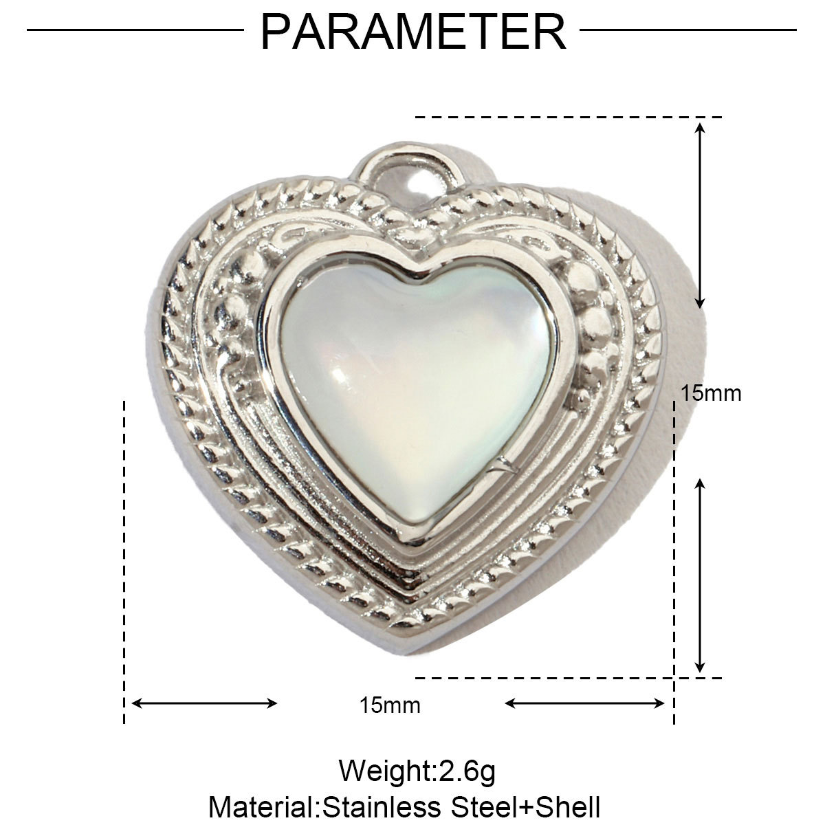 6pcs/pack French Sun Waterdrop Natural Stone Stainless Steel Diy Charm Women Heart Shell Necklace Pendant Mother Of Pearl Jewelry