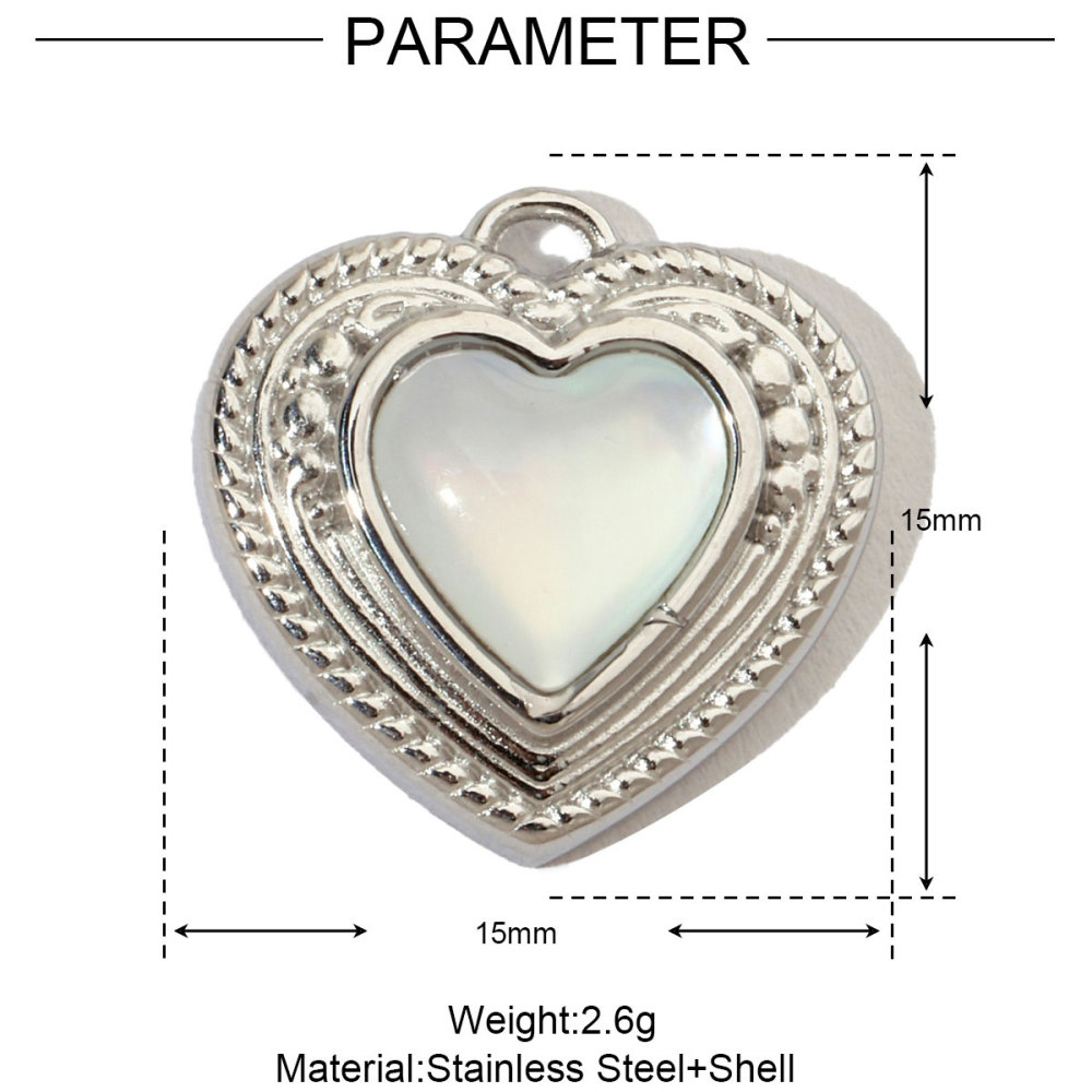 6pcs/pack French Sun Waterdrop Natural Stone Stainless Steel Diy Charm Women Heart Shell Necklace Pendant Mother Of Pearl Jewelry