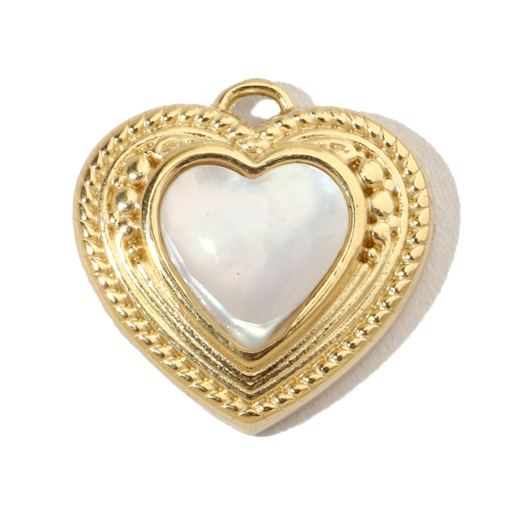 6pcs/pack French Sun Waterdrop Natural Stone Stainless Steel Diy Charm Women Heart Shell Necklace Pendant Mother Of Pearl Jewelry