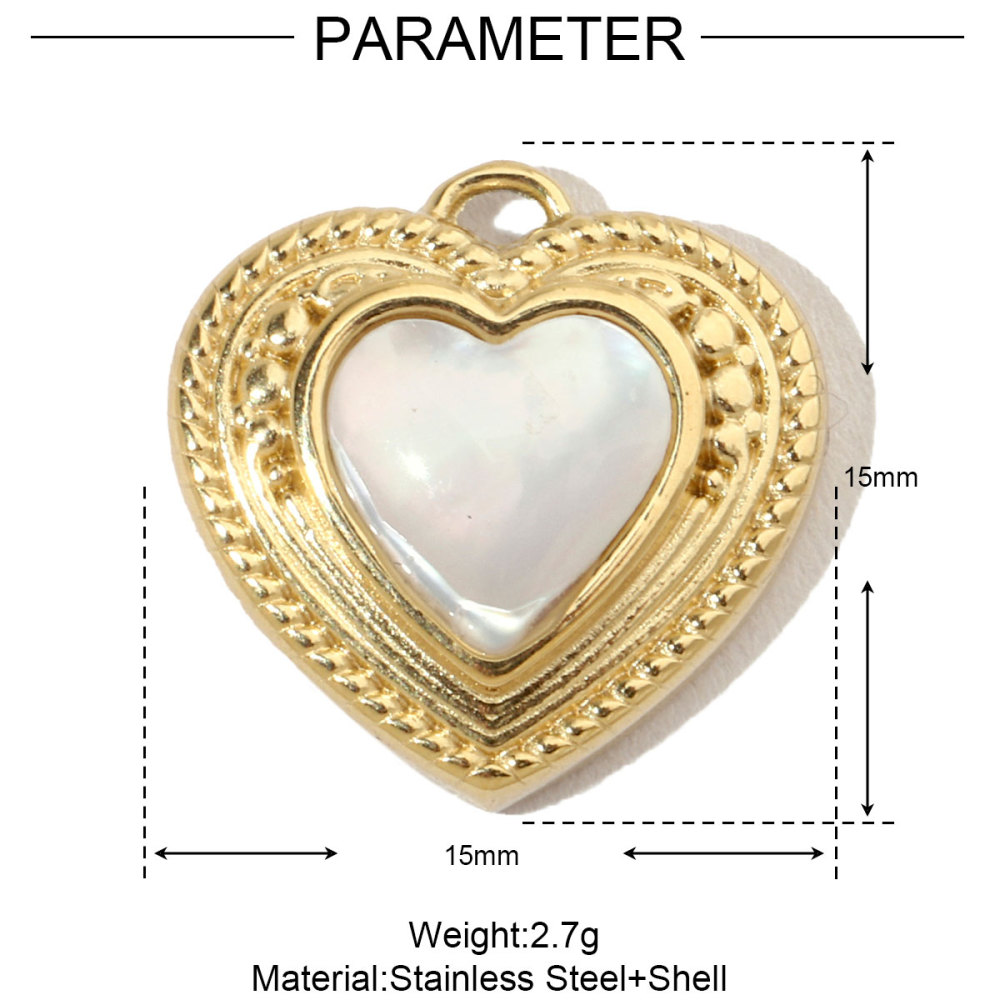 6pcs/pack French Sun Waterdrop Natural Stone Stainless Steel Diy Charm Women Heart Shell Necklace Pendant Mother Of Pearl Jewelry