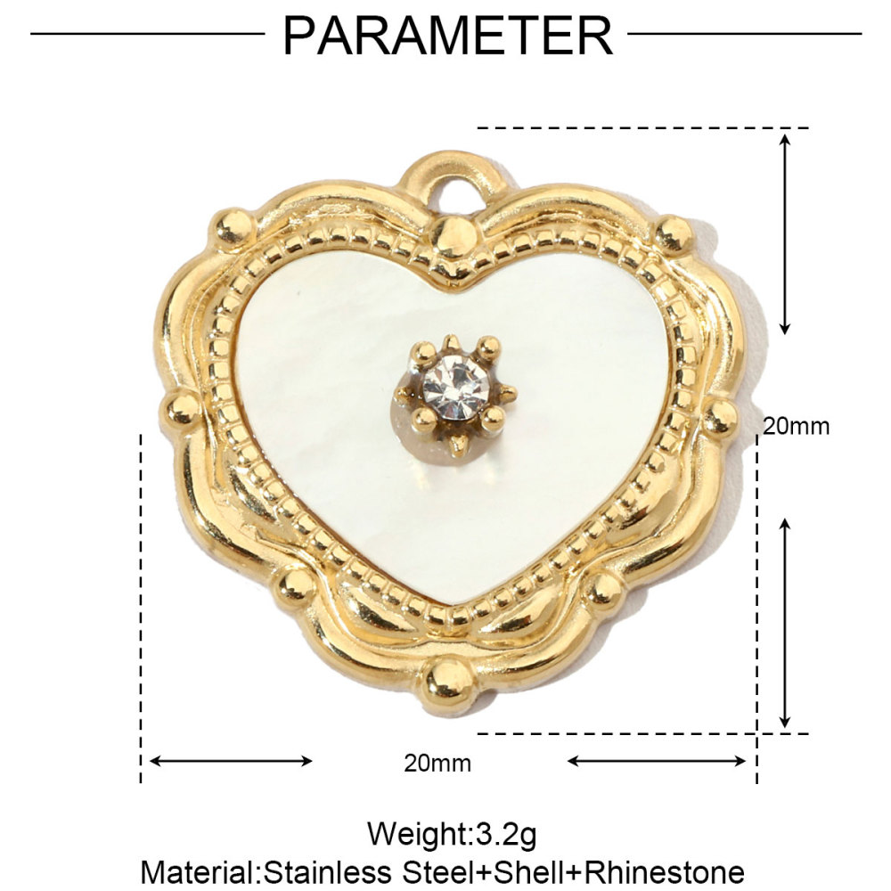 6pcs/pack French Sun Waterdrop Natural Stone Stainless Steel Diy Charm Women Heart Shell Necklace Pendant Mother Of Pearl Jewelry