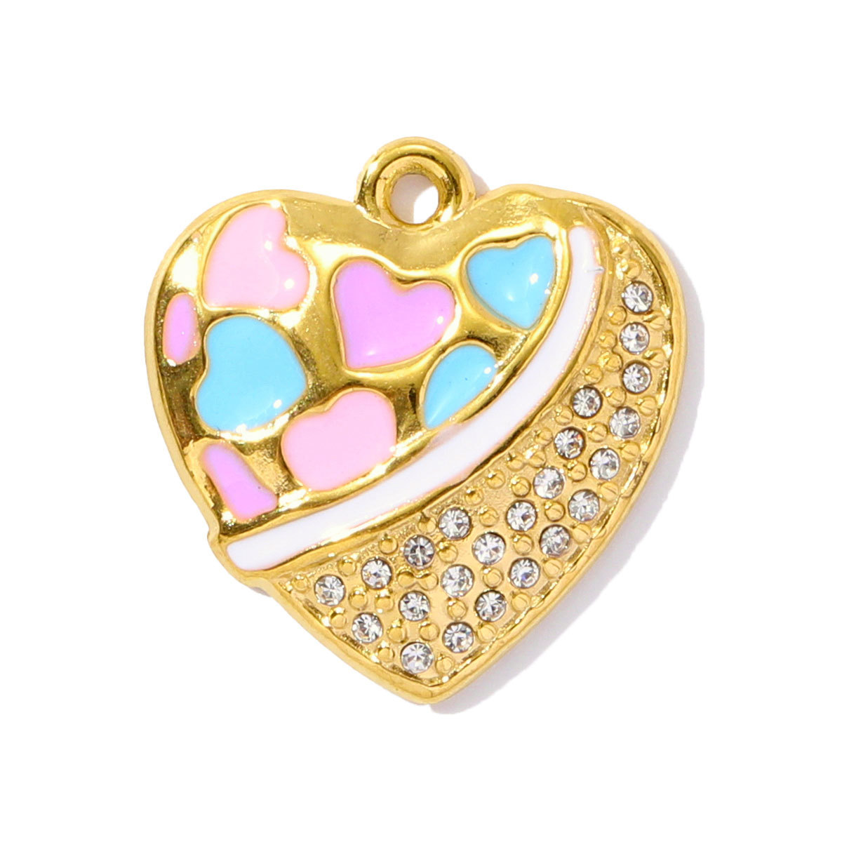 6pcs/pack Cute Stainless Steel Enamel Heart Pineapple Pendant Butterfly Flower Palm DIY Charms Necklace Making Women Jewelry