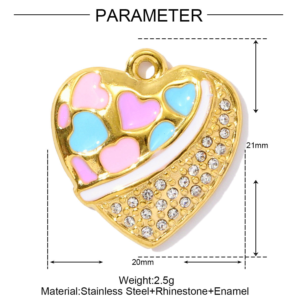 6pcs/pack Cute Stainless Steel Enamel Heart Pineapple Pendant Butterfly Flower Palm DIY Charms Necklace Making Women Jewelry