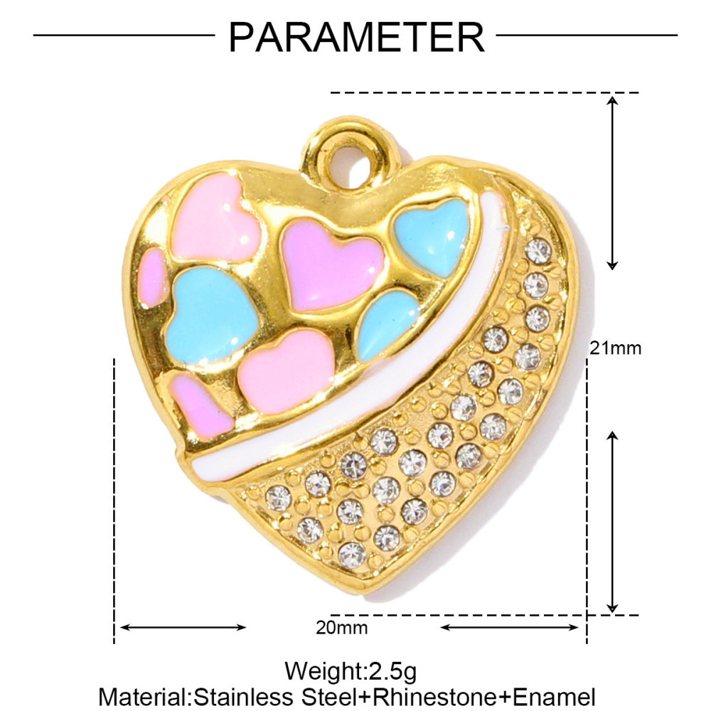 6pcs/pack Cute Stainless Steel Enamel Heart Pineapple Pendant Butterfly Flower Palm DIY Charms Necklace Making Women Jewelry