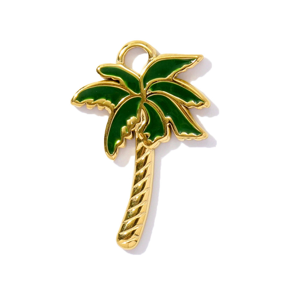 6pcs/pack Cute Stainless Steel Enamel Heart Pineapple Pendant Butterfly Flower Palm DIY Charms Necklace Making Women Jewelry