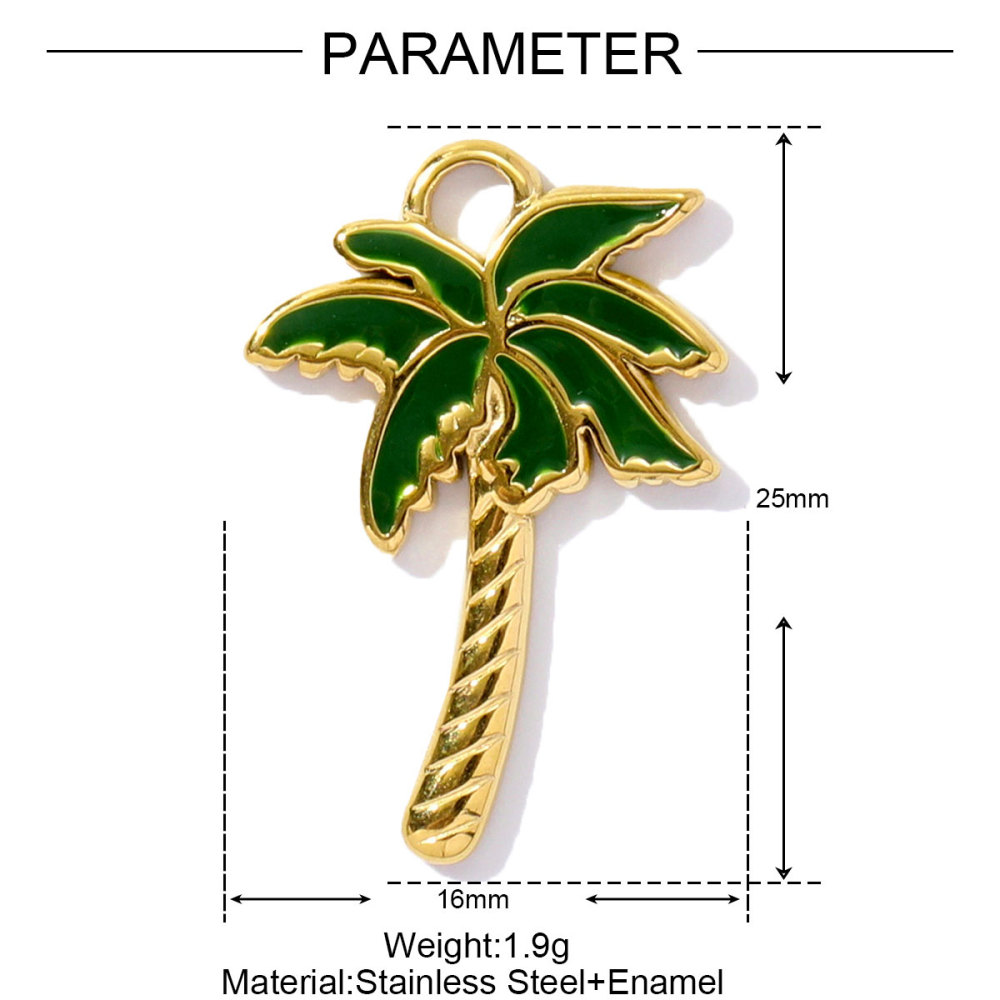 6pcs/pack Cute Stainless Steel Enamel Heart Pineapple Pendant Butterfly Flower Palm DIY Charms Necklace Making Women Jewelry