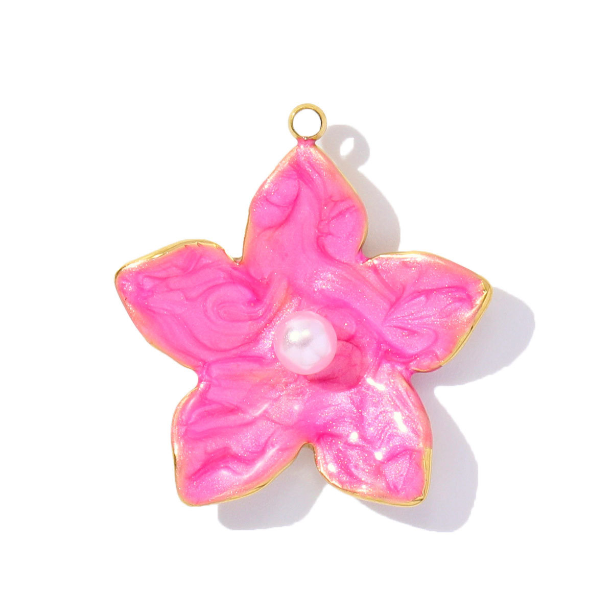 6pcs/pack Cute Stainless Steel Enamel Heart Pineapple Pendant Butterfly Flower Palm DIY Charms Necklace Making Women Jewelry