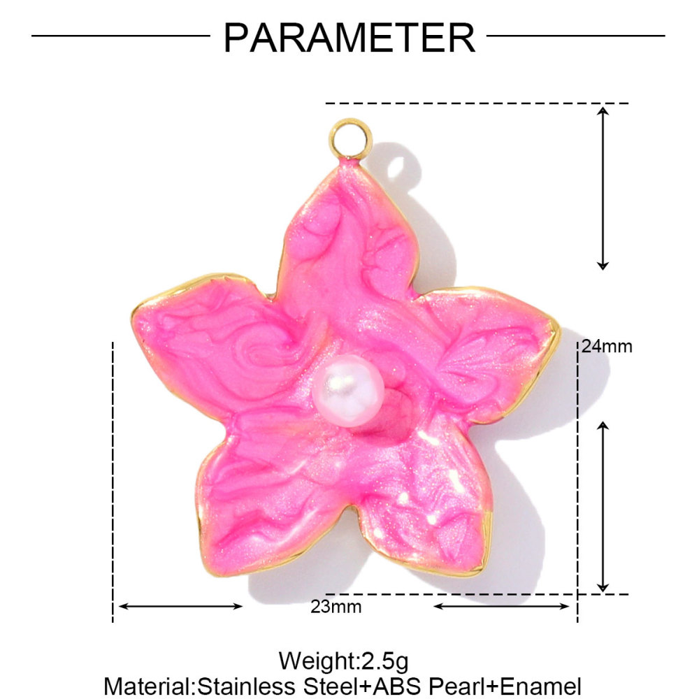6pcs/pack Cute Stainless Steel Enamel Heart Pineapple Pendant Butterfly Flower Palm DIY Charms Necklace Making Women Jewelry