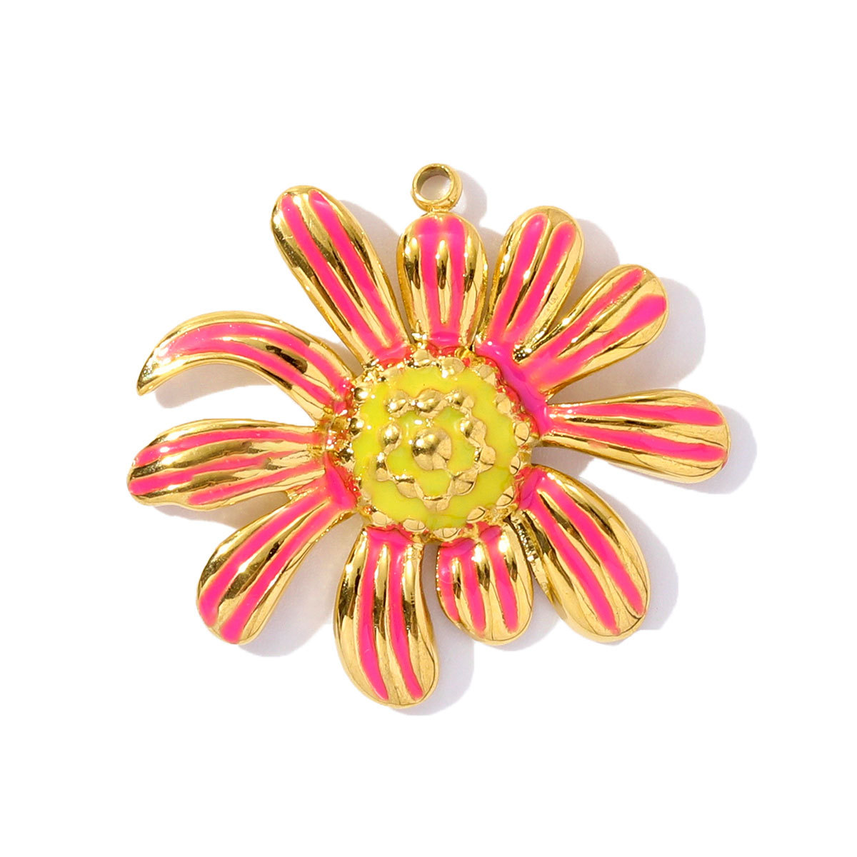 6pcs/pack Cute Stainless Steel Enamel Heart Pineapple Pendant Butterfly Flower Palm DIY Charms Necklace Making Women Jewelry