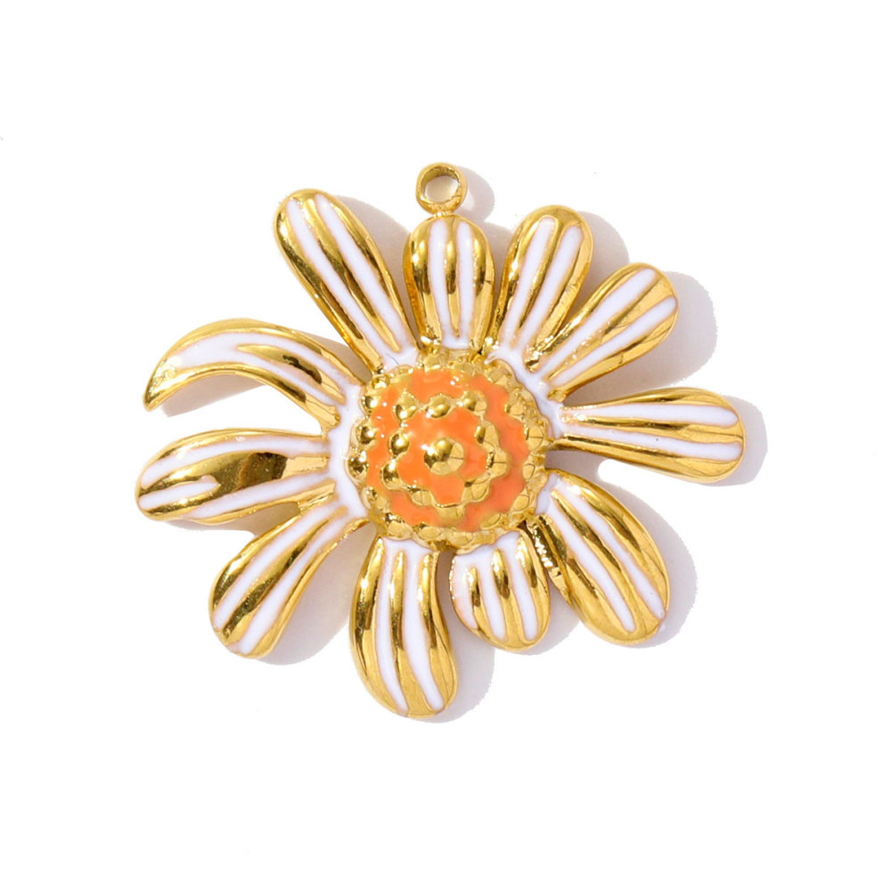 6pcs/pack Cute Stainless Steel Enamel Heart Pineapple Pendant Butterfly Flower Palm DIY Charms Necklace Making Women Jewelry