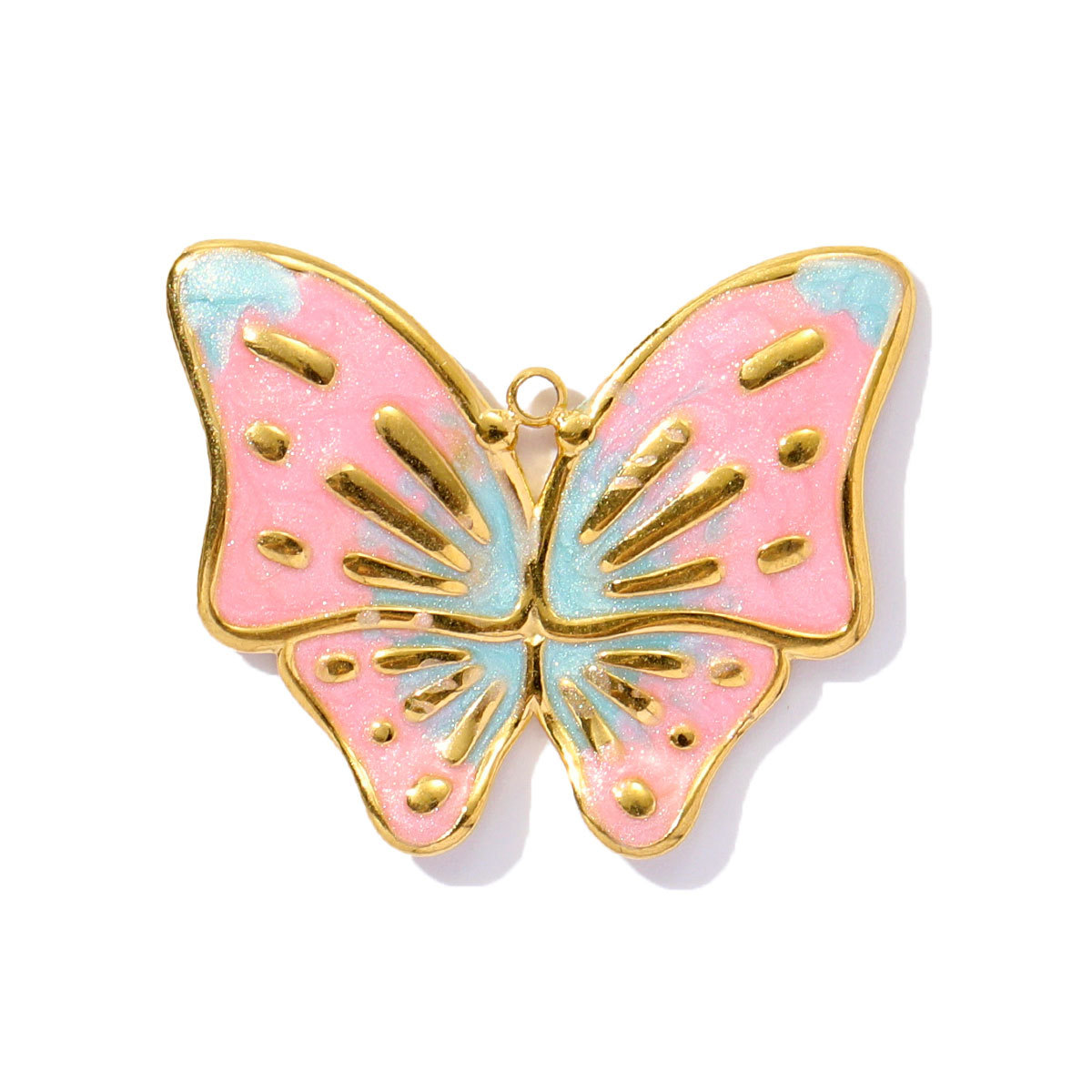 6pcs/pack Cute Stainless Steel Enamel Heart Pineapple Pendant Butterfly Flower Palm DIY Charms Necklace Making Women Jewelry