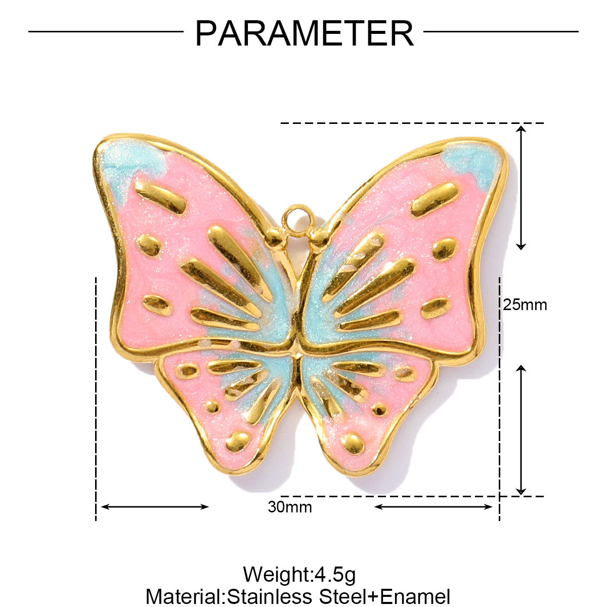 6pcs/pack Cute Stainless Steel Enamel Heart Pineapple Pendant Butterfly Flower Palm DIY Charms Necklace Making Women Jewelry