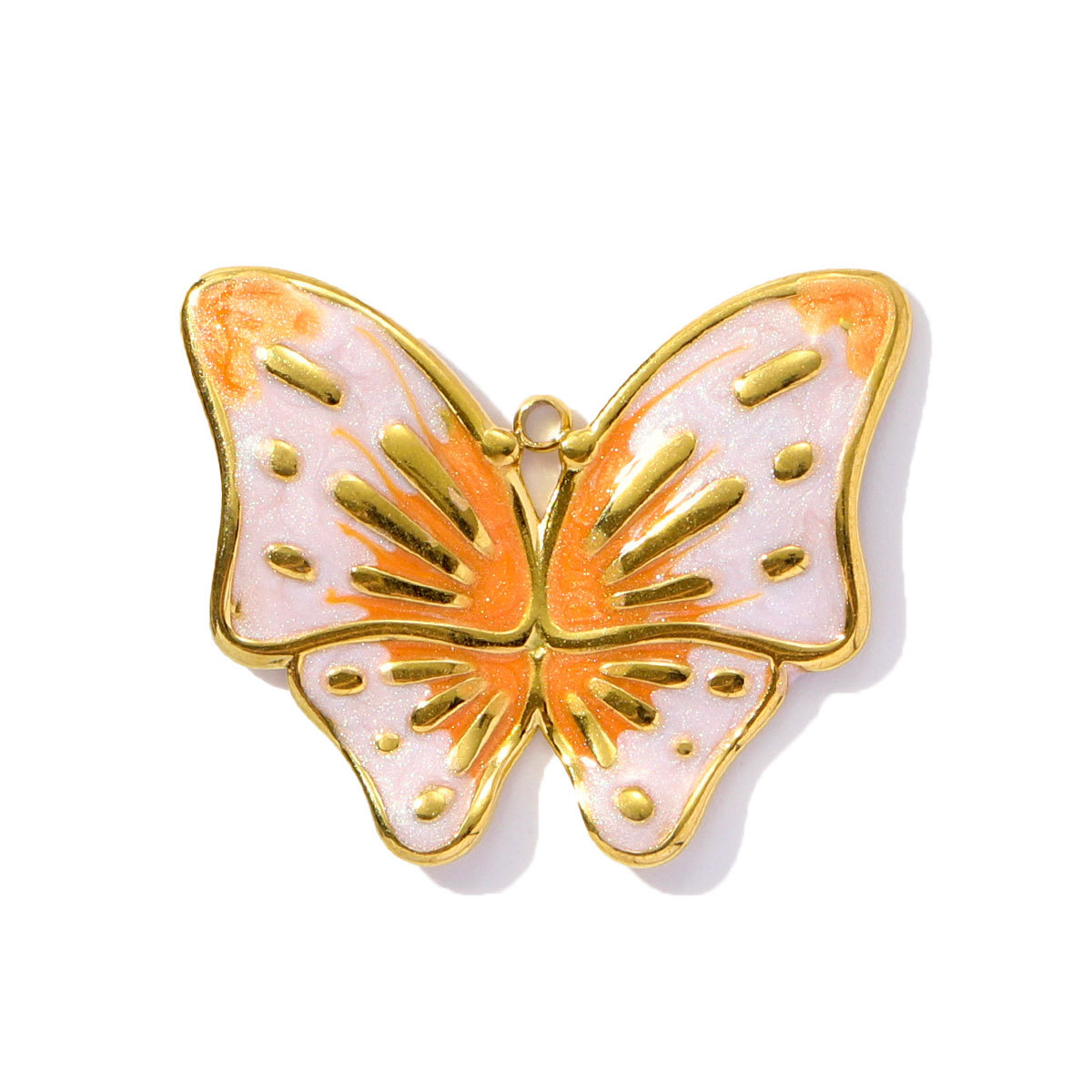 6pcs/pack Cute Stainless Steel Enamel Heart Pineapple Pendant Butterfly Flower Palm DIY Charms Necklace Making Women Jewelry