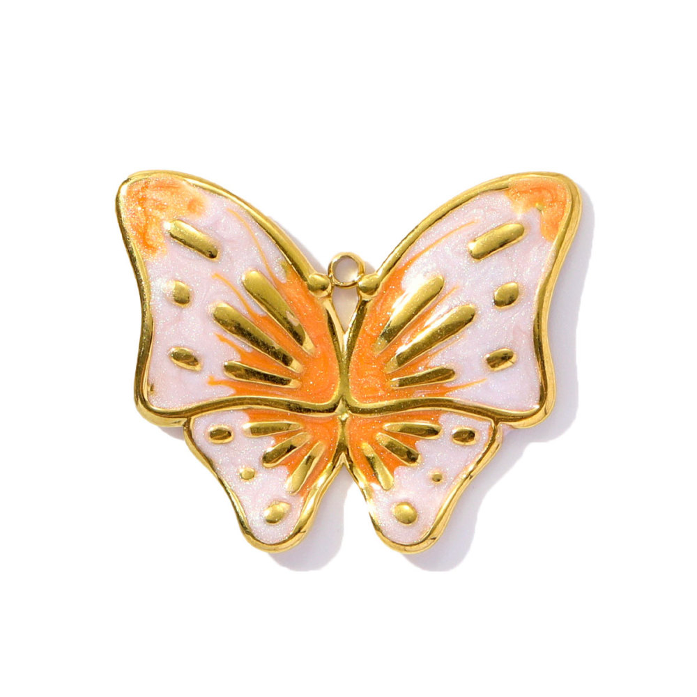 6pcs/pack Cute Stainless Steel Enamel Heart Pineapple Pendant Butterfly Flower Palm DIY Charms Necklace Making Women Jewelry