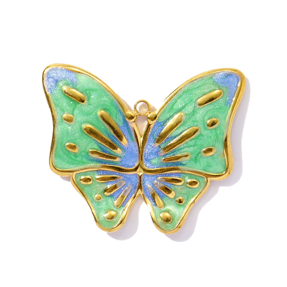 6pcs/pack Cute Stainless Steel Enamel Heart Pineapple Pendant Butterfly Flower Palm DIY Charms Necklace Making Women Jewelry