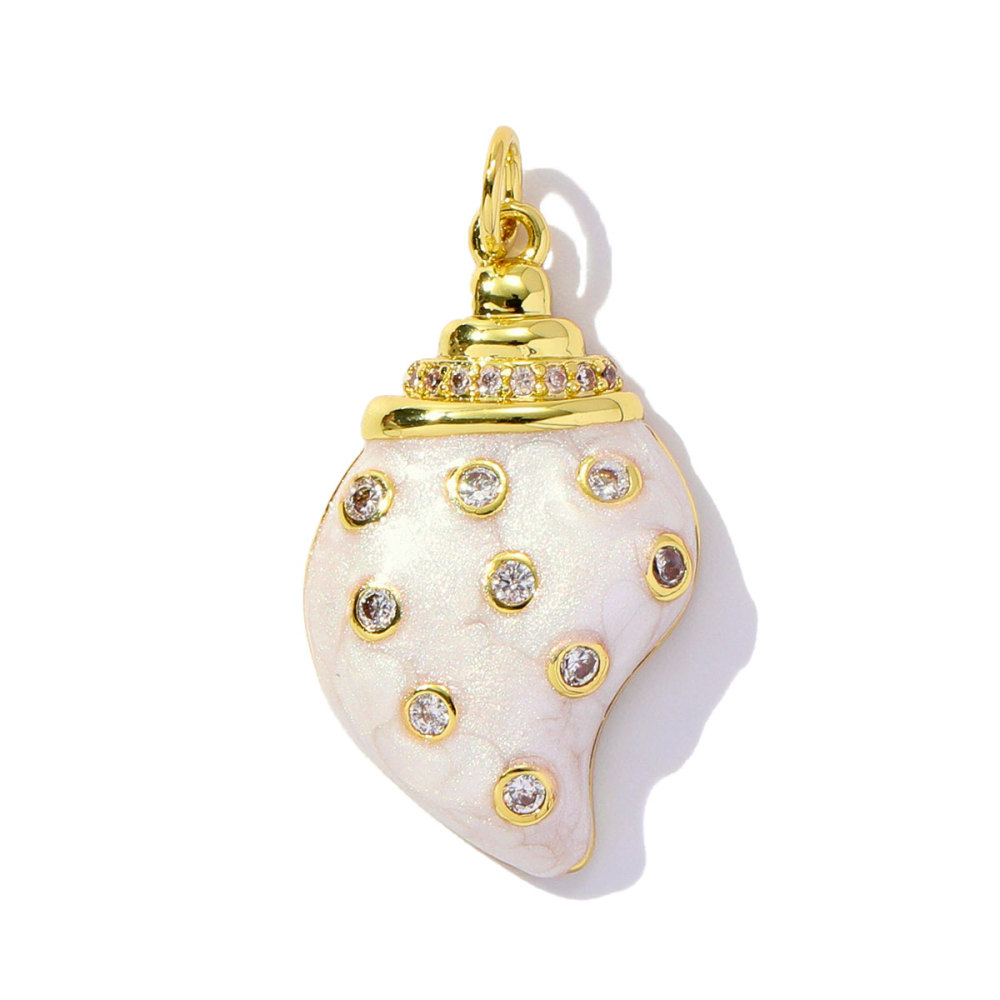 6pcs/pack Unique Copper Enamel Rhinestone Conch Pendant Starfish Shell DIY Charms Necklace Earrings Making Women Jewelry Wholesale