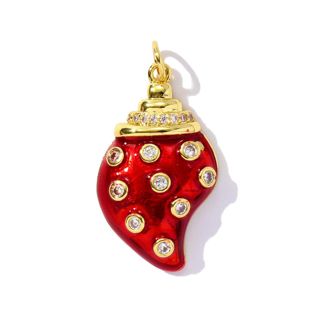 6pcs/pack Unique Copper Enamel Rhinestone Conch Pendant Starfish Shell DIY Charms Necklace Earrings Making Women Jewelry Wholesale
