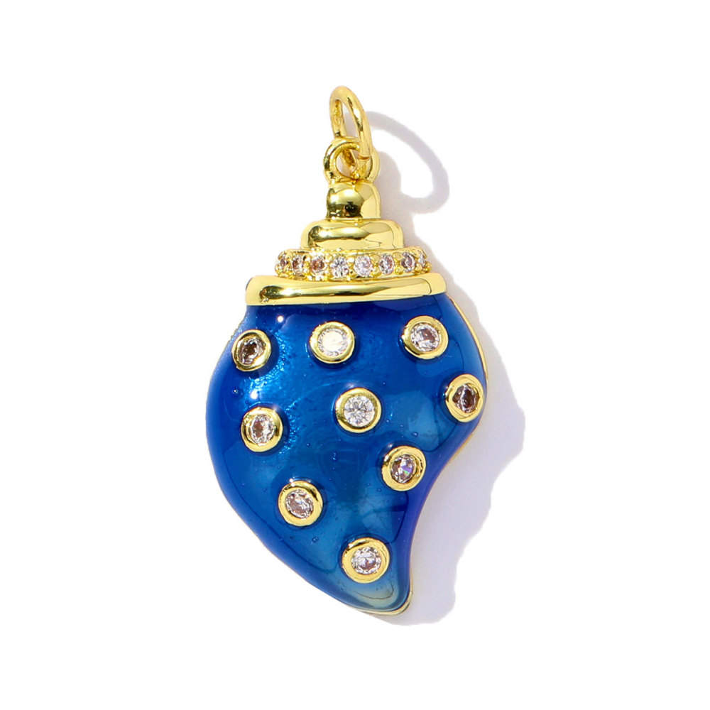 6pcs/pack Unique Copper Enamel Rhinestone Conch Pendant Starfish Shell DIY Charms Necklace Earrings Making Women Jewelry Wholesale