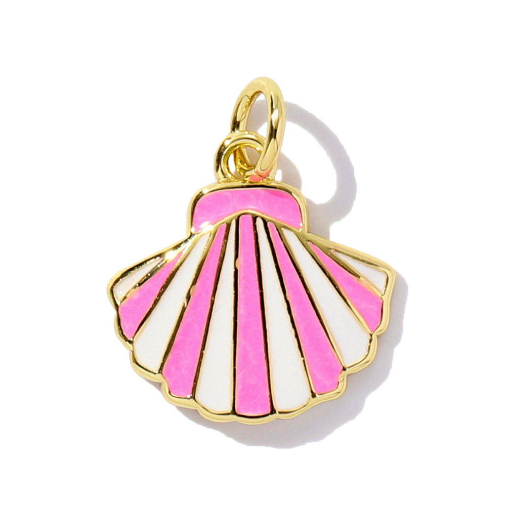 6pcs/pack Unique Copper Enamel Rhinestone Conch Pendant Starfish Shell DIY Charms Necklace Earrings Making Women Jewelry Wholesale