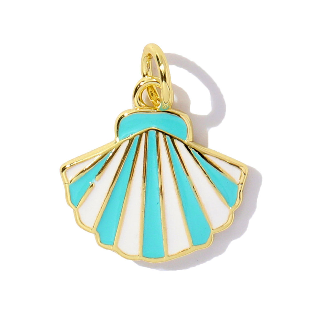 6pcs/pack Unique Copper Enamel Rhinestone Conch Pendant Starfish Shell DIY Charms Necklace Earrings Making Women Jewelry Wholesale