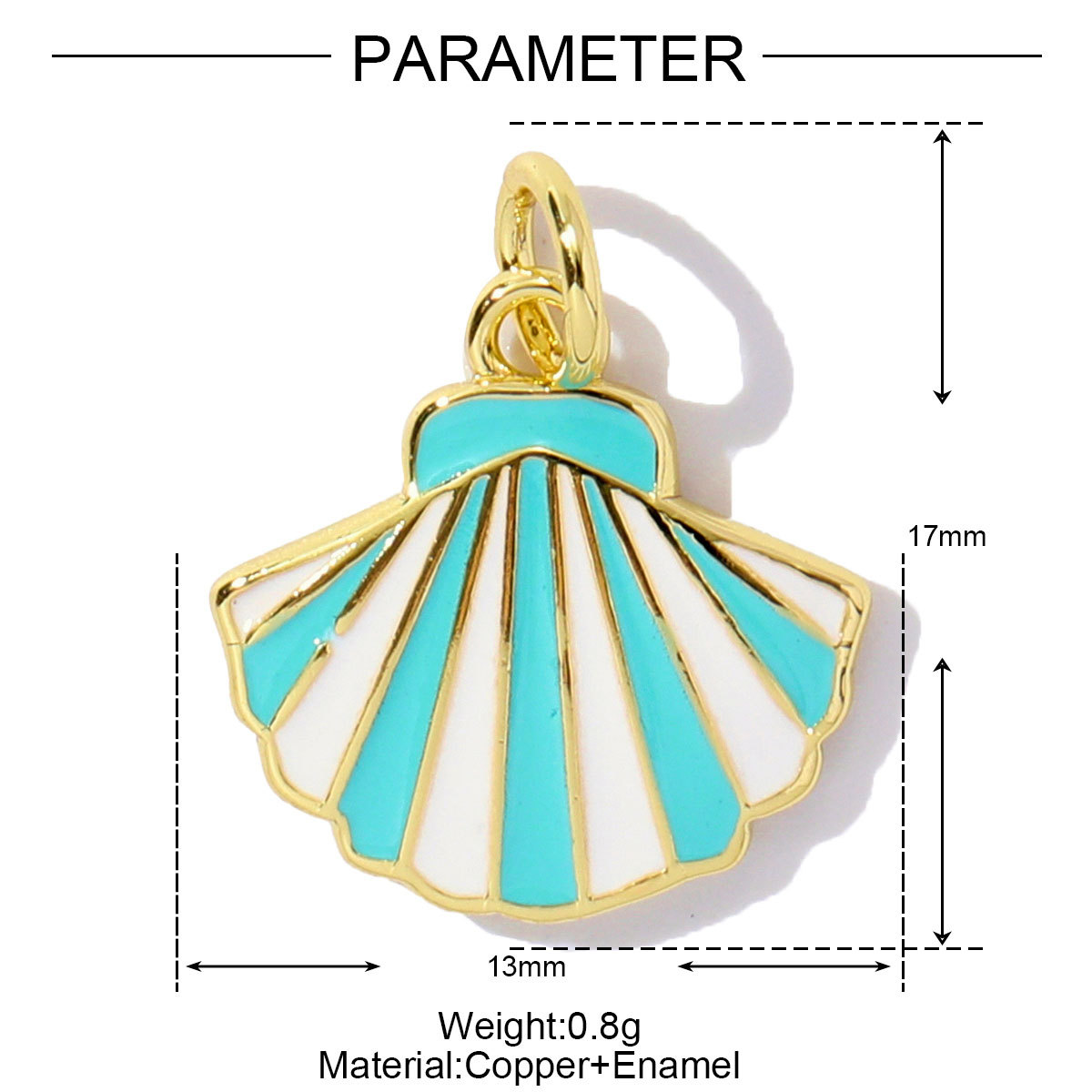 6pcs/pack Unique Copper Enamel Rhinestone Conch Pendant Starfish Shell DIY Charms Necklace Earrings Making Women Jewelry Wholesale