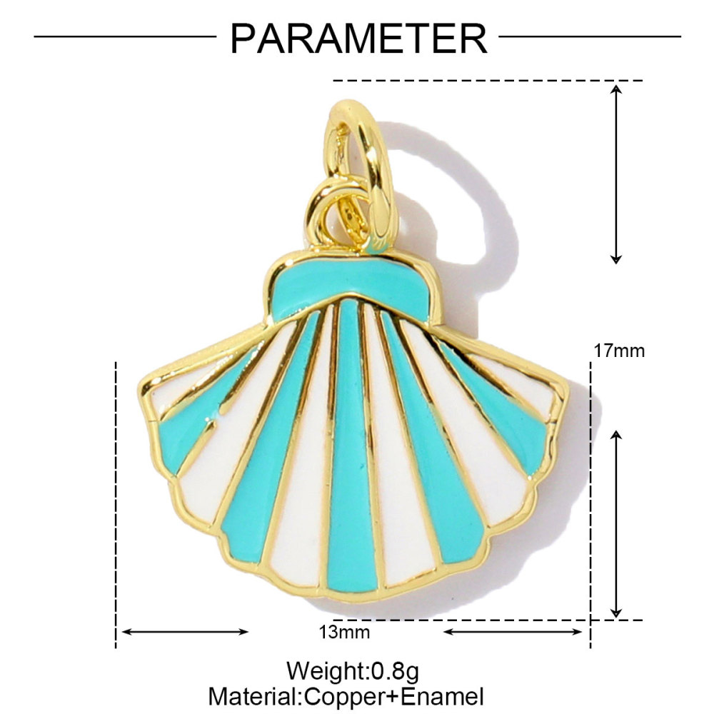 6pcs/pack Unique Copper Enamel Rhinestone Conch Pendant Starfish Shell DIY Charms Necklace Earrings Making Women Jewelry Wholesale
