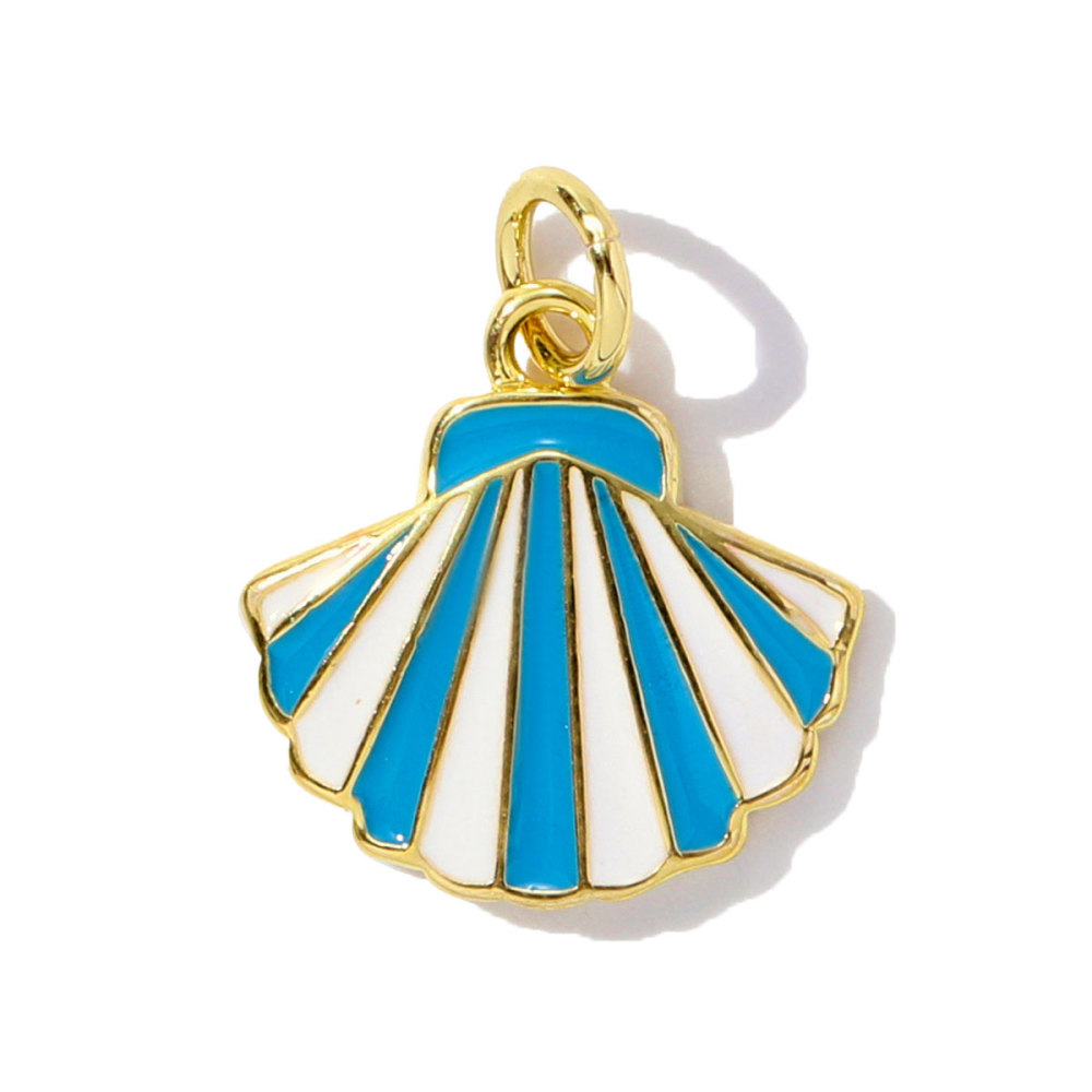 6pcs/pack Unique Copper Enamel Rhinestone Conch Pendant Starfish Shell DIY Charms Necklace Earrings Making Women Jewelry Wholesale