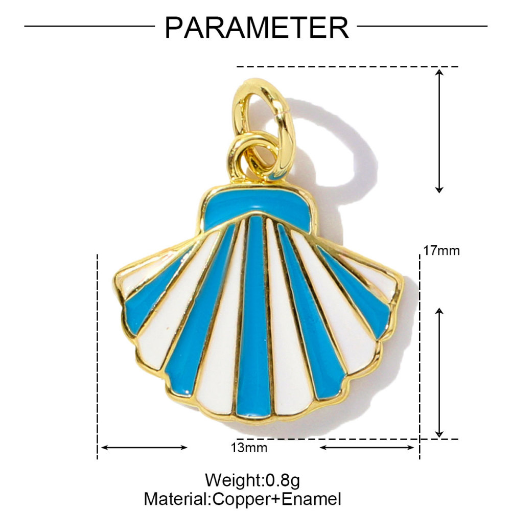 6pcs/pack Unique Copper Enamel Rhinestone Conch Pendant Starfish Shell DIY Charms Necklace Earrings Making Women Jewelry Wholesale