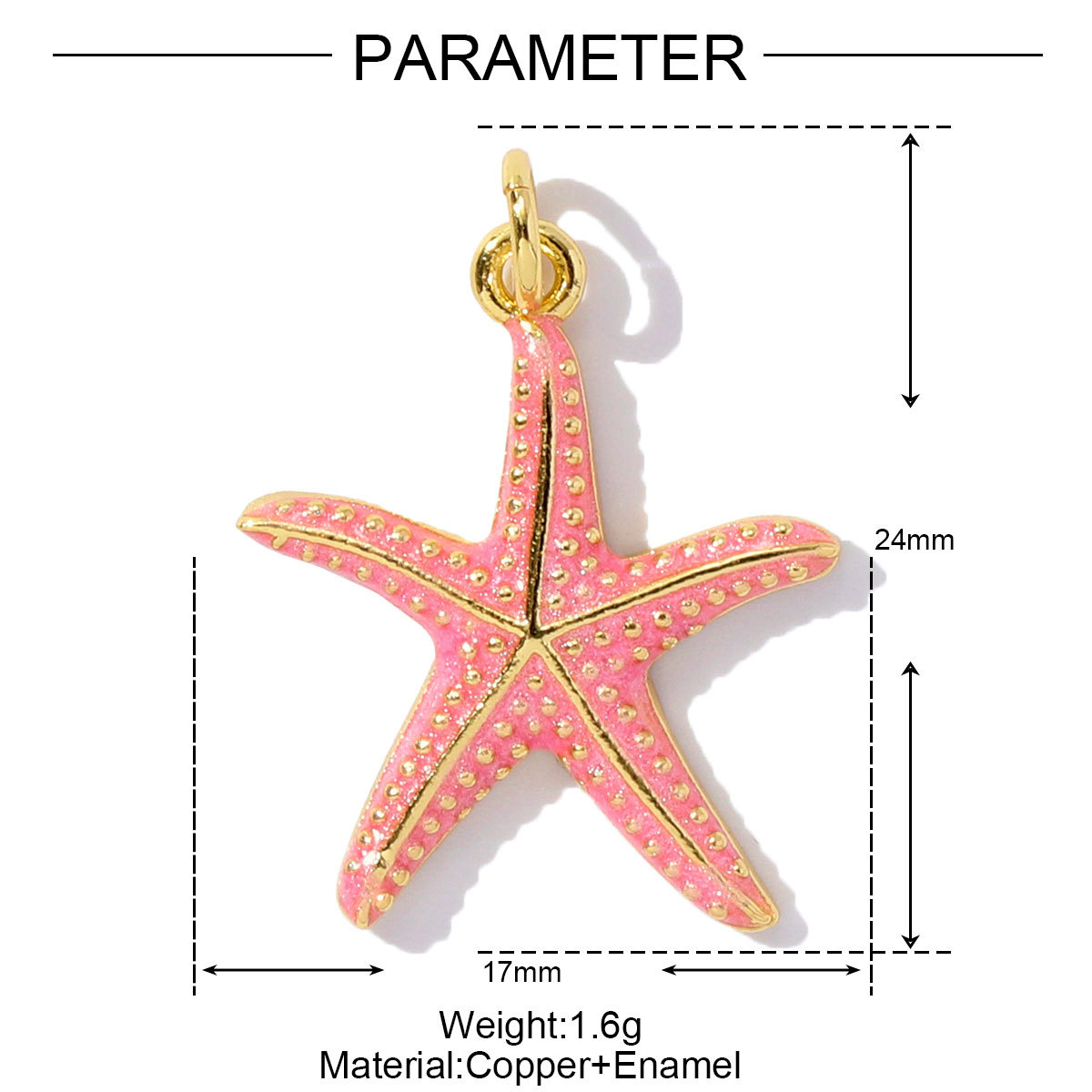 6pcs/pack Unique Copper Enamel Rhinestone Conch Pendant Starfish Shell DIY Charms Necklace Earrings Making Women Jewelry Wholesale