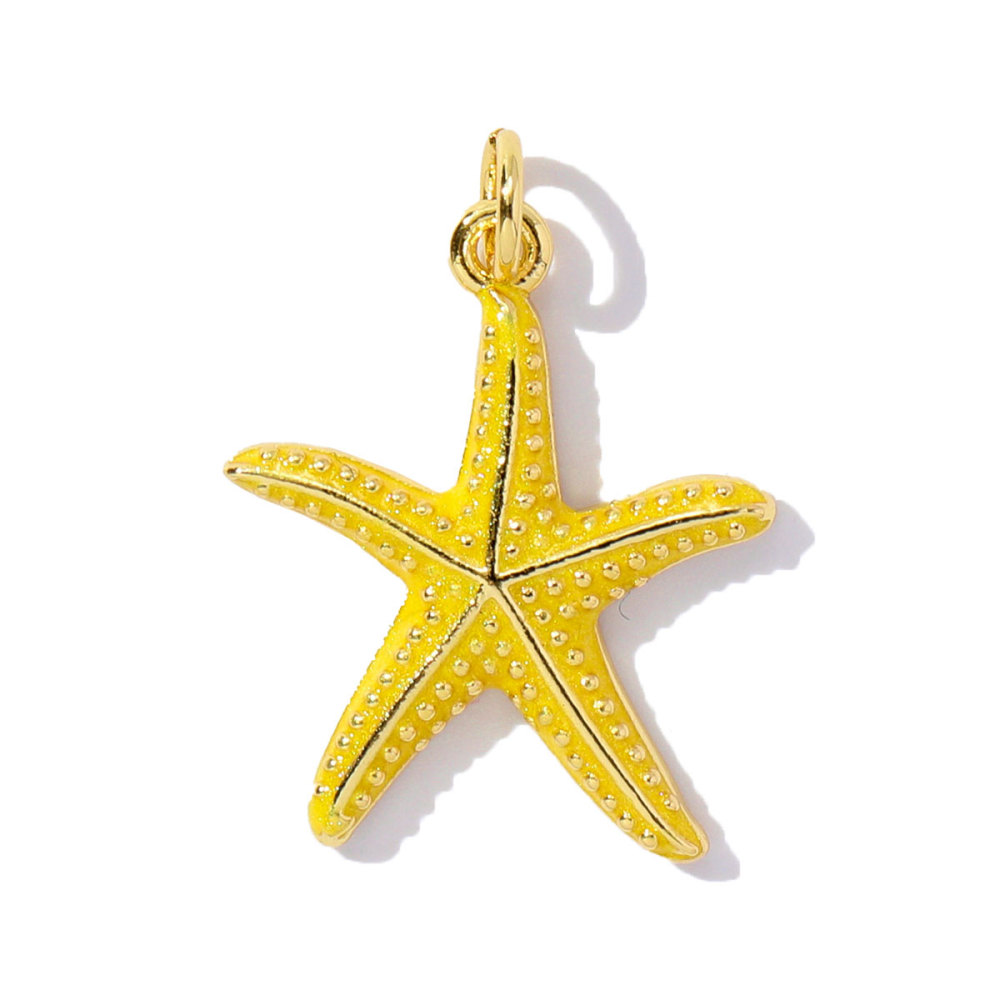 6pcs/pack Unique Copper Enamel Rhinestone Conch Pendant Starfish Shell DIY Charms Necklace Earrings Making Women Jewelry Wholesale