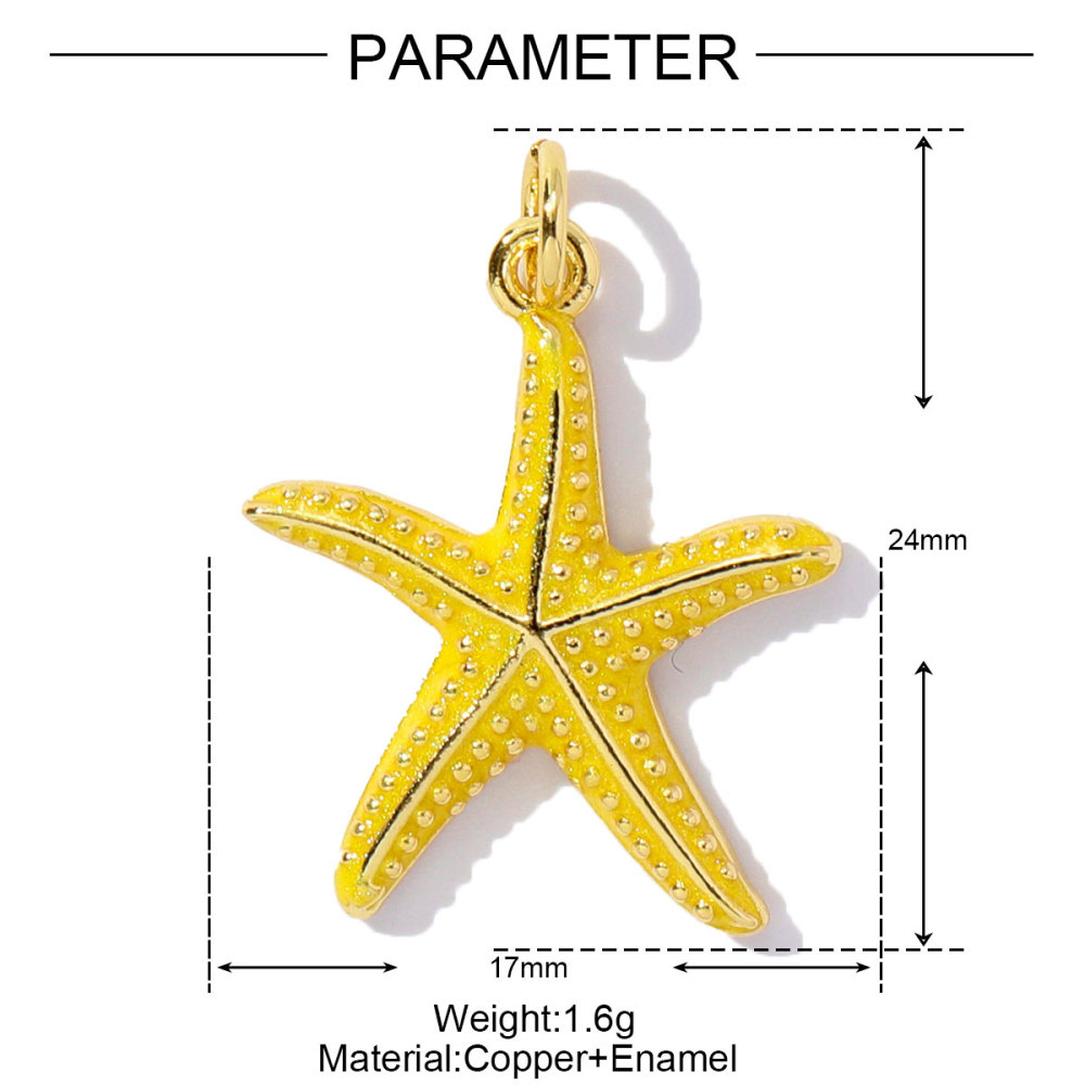 6pcs/pack Unique Copper Enamel Rhinestone Conch Pendant Starfish Shell DIY Charms Necklace Earrings Making Women Jewelry Wholesale