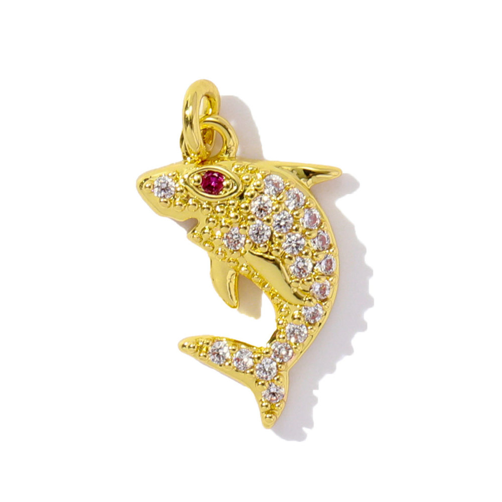 6pcs/pack Wholesale Copper Zircon shark Pendant Enamel Cactus Fish Seahorse Shell DIY Charms Earrings Making Women Jewelry