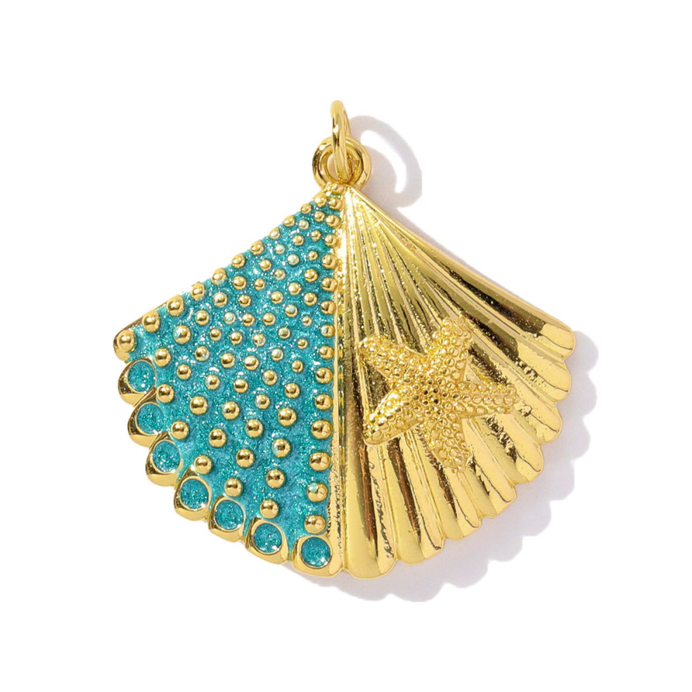 6pcs/pack Wholesale Copper Zircon shark Pendant Enamel Cactus Fish Seahorse Shell DIY Charms Earrings Making Women Jewelry