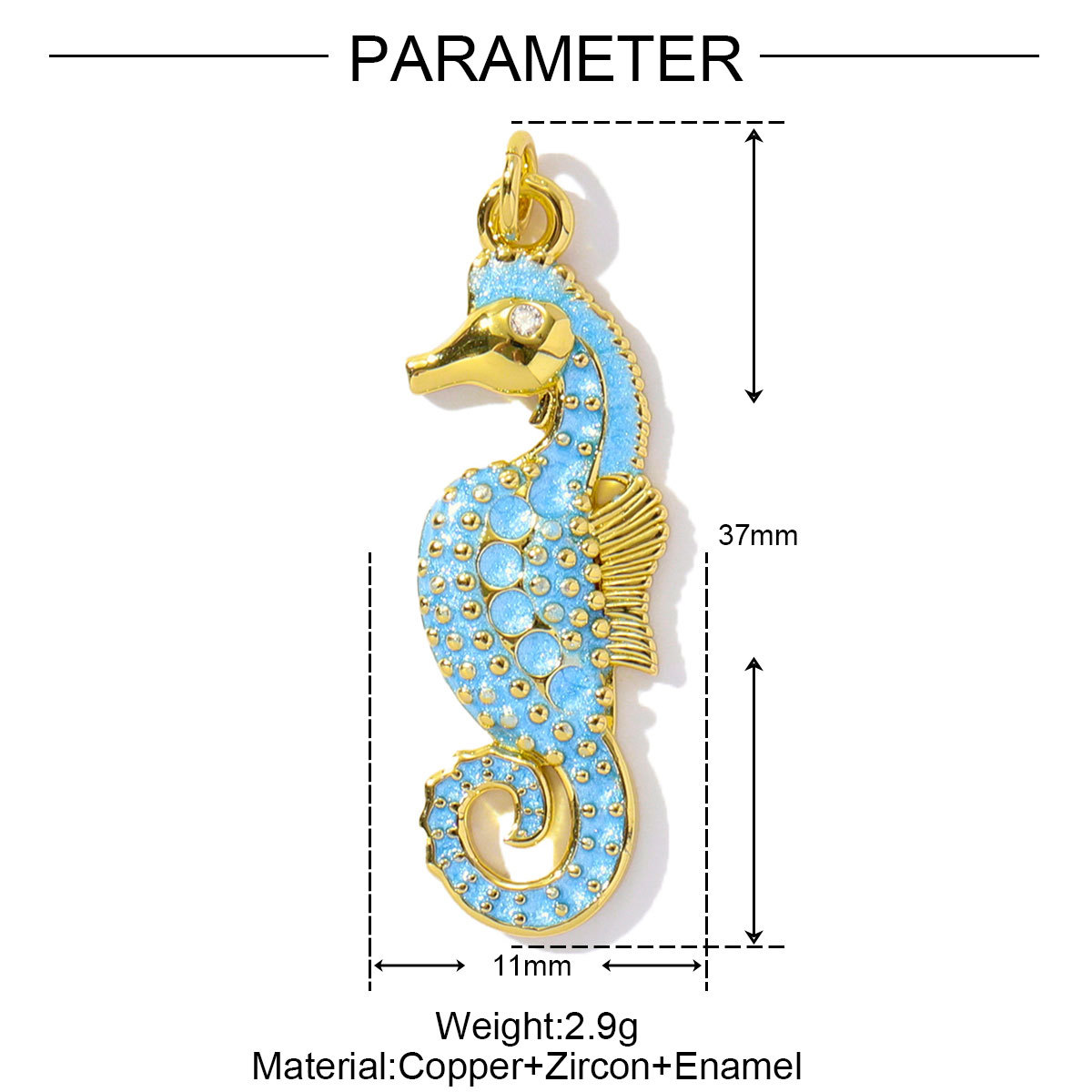 6pcs/pack Wholesale Copper Zircon shark Pendant Enamel Cactus Fish Seahorse Shell DIY Charms Earrings Making Women Jewelry