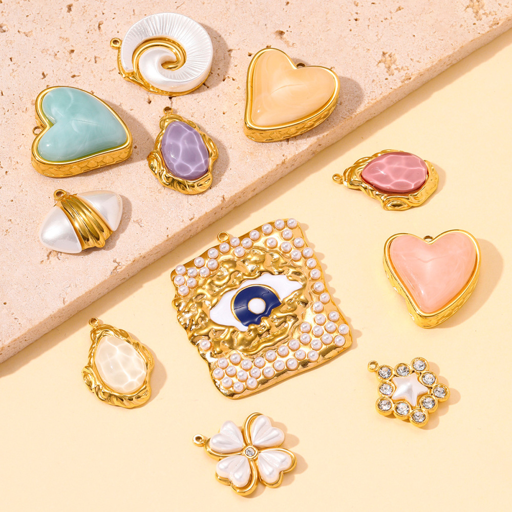 6pcs/pack Wholesale Copper Zircon shark Pendant Enamel Cactus Fish Seahorse Shell DIY Charms Earrings Making Women Jewelry