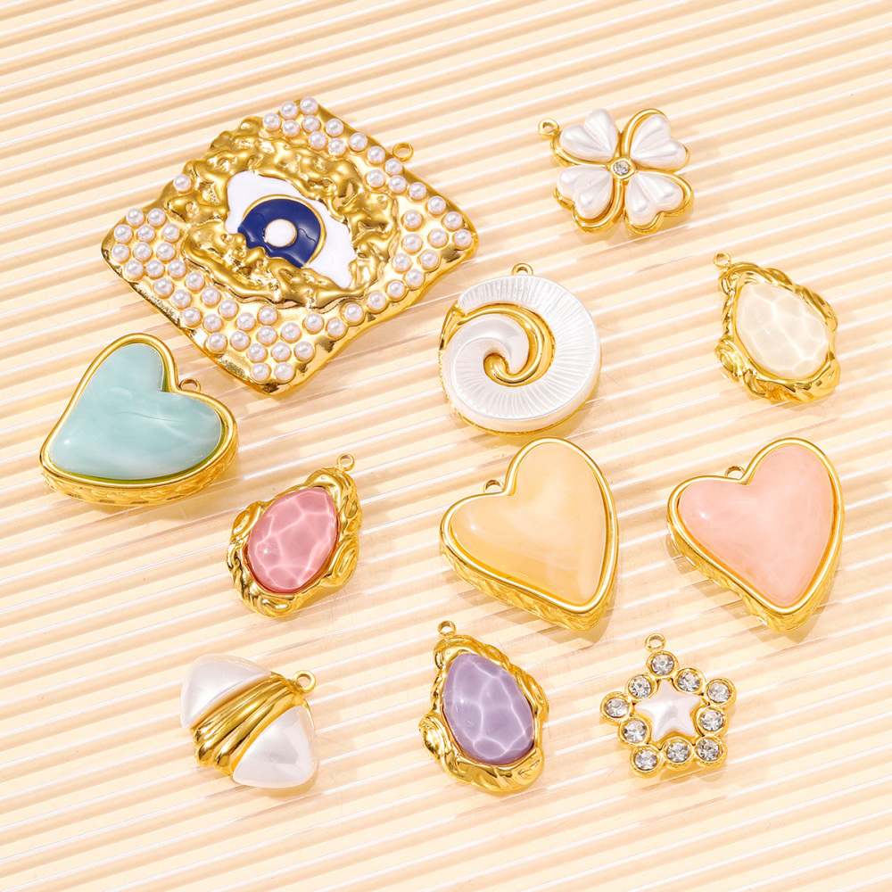 6pcs/pack Wholesale Copper Zircon shark Pendant Enamel Cactus Fish Seahorse Shell DIY Charms Earrings Making Women Jewelry