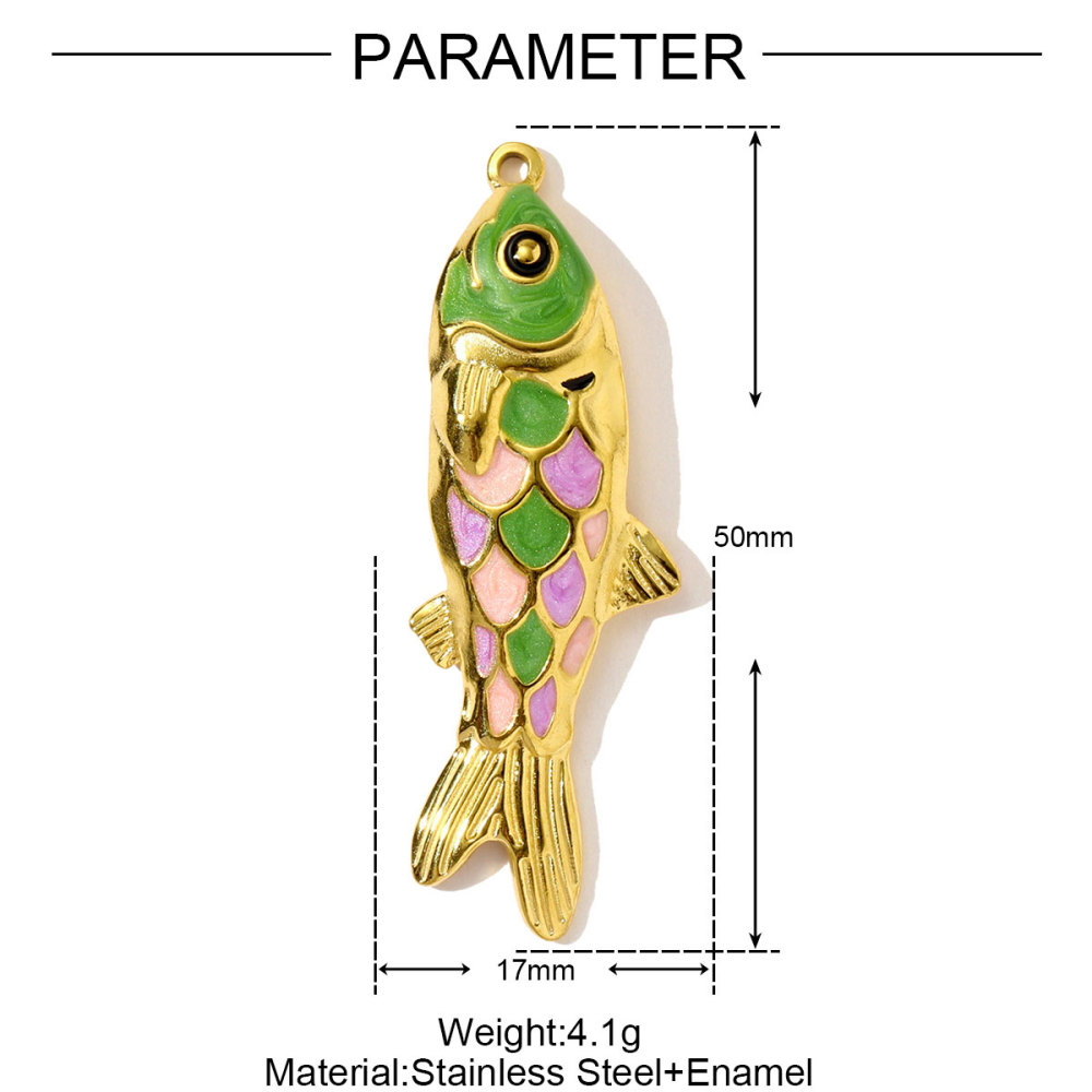 6pcs/pack Stainless Steel Colored Enamel Fish Turtle Necklace Pendants Pearl Conch DIY Charms Women Ocena Style Jewelry Wholesale