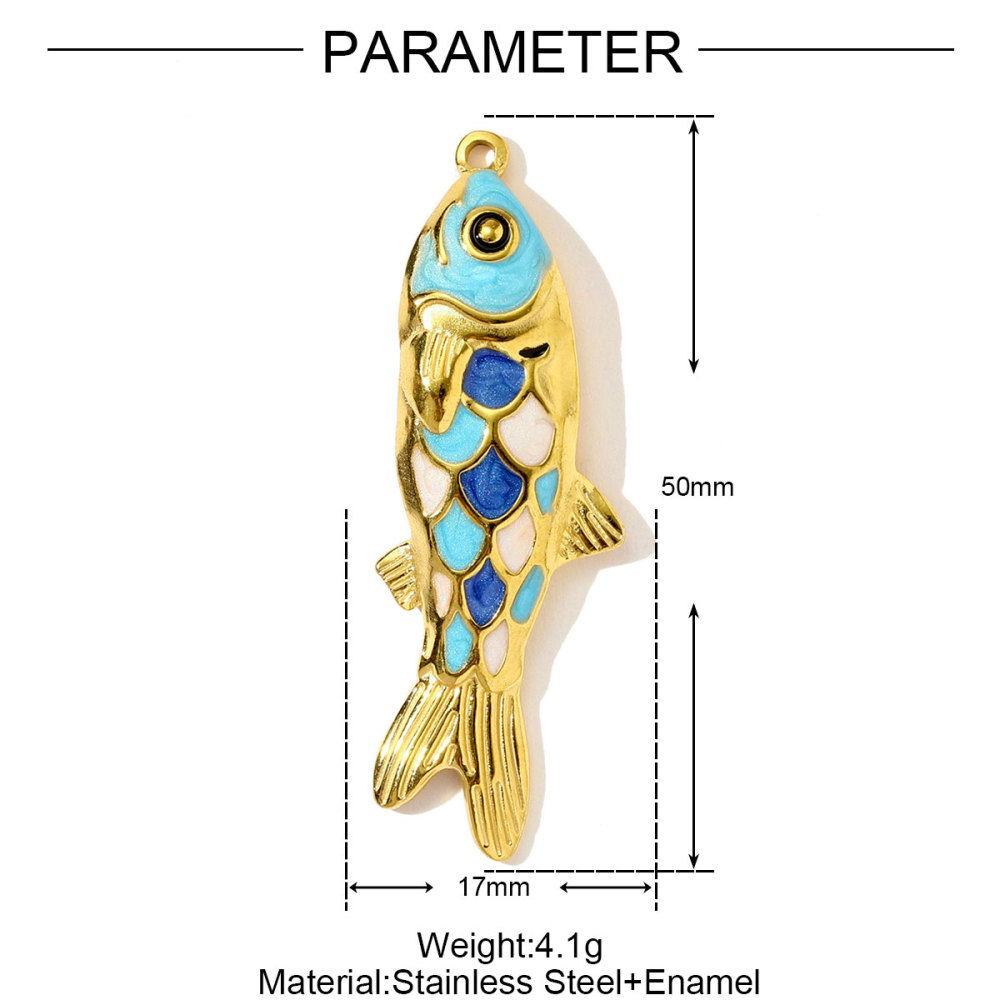 6pcs/pack Stainless Steel Colored Enamel Fish Turtle Necklace Pendants Pearl Conch DIY Charms Women Ocena Style Jewelry Wholesale