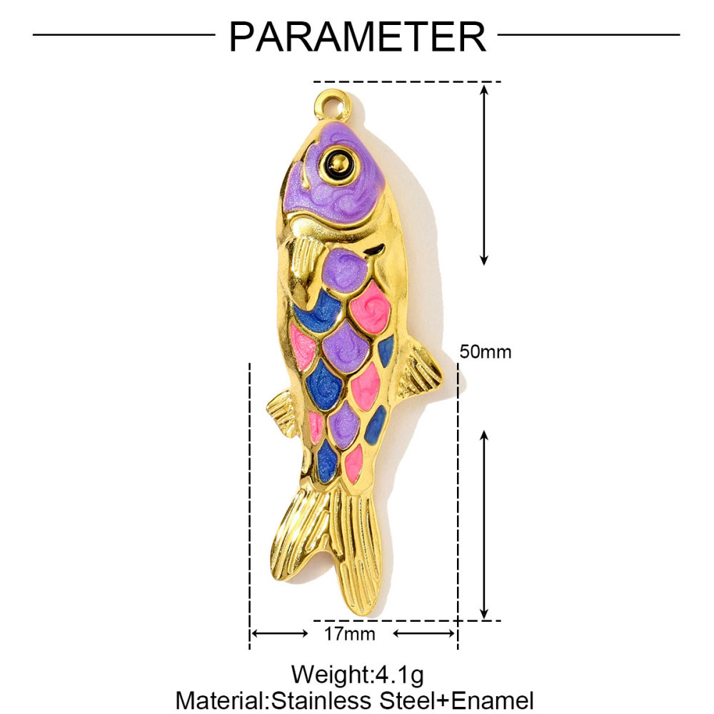 6pcs/pack Stainless Steel Colored Enamel Fish Turtle Necklace Pendants Pearl Conch DIY Charms Women Ocena Style Jewelry Wholesale