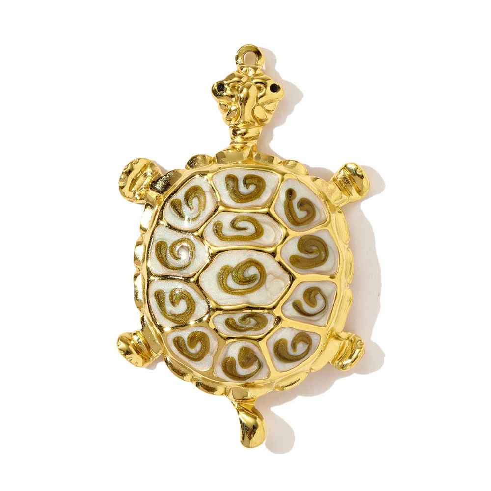 6pcs/pack Stainless Steel Colored Enamel Fish Turtle Necklace Pendants Pearl Conch DIY Charms Women Ocena Style Jewelry Wholesale