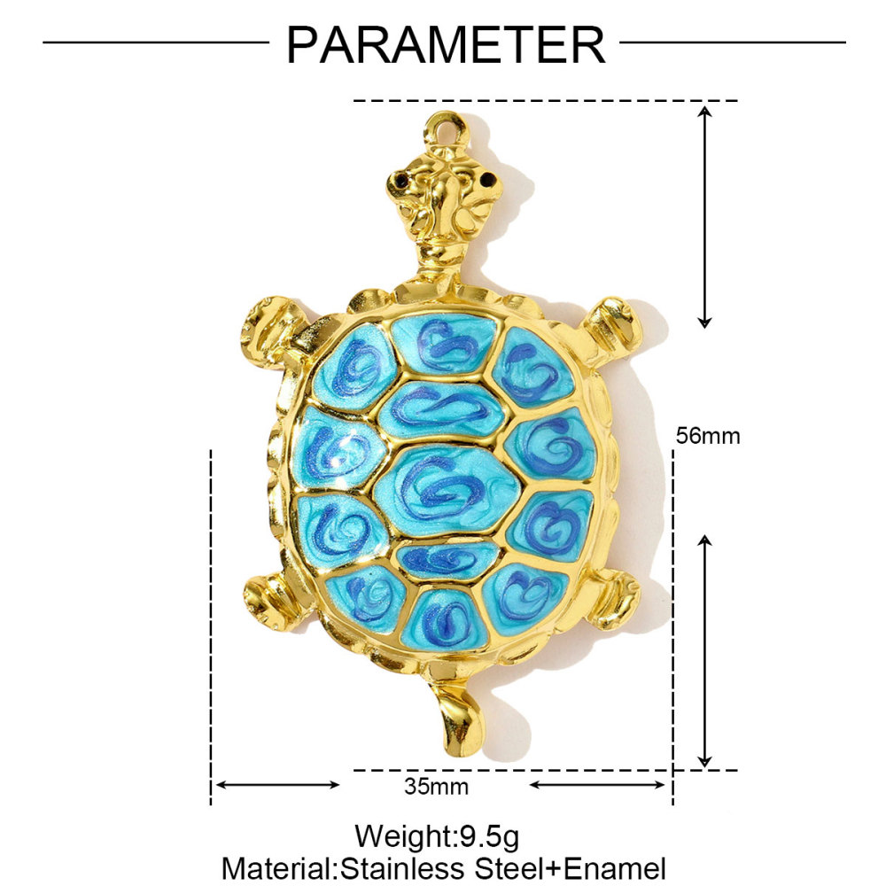 6pcs/pack Stainless Steel Colored Enamel Fish Turtle Necklace Pendants Pearl Conch DIY Charms Women Ocena Style Jewelry Wholesale