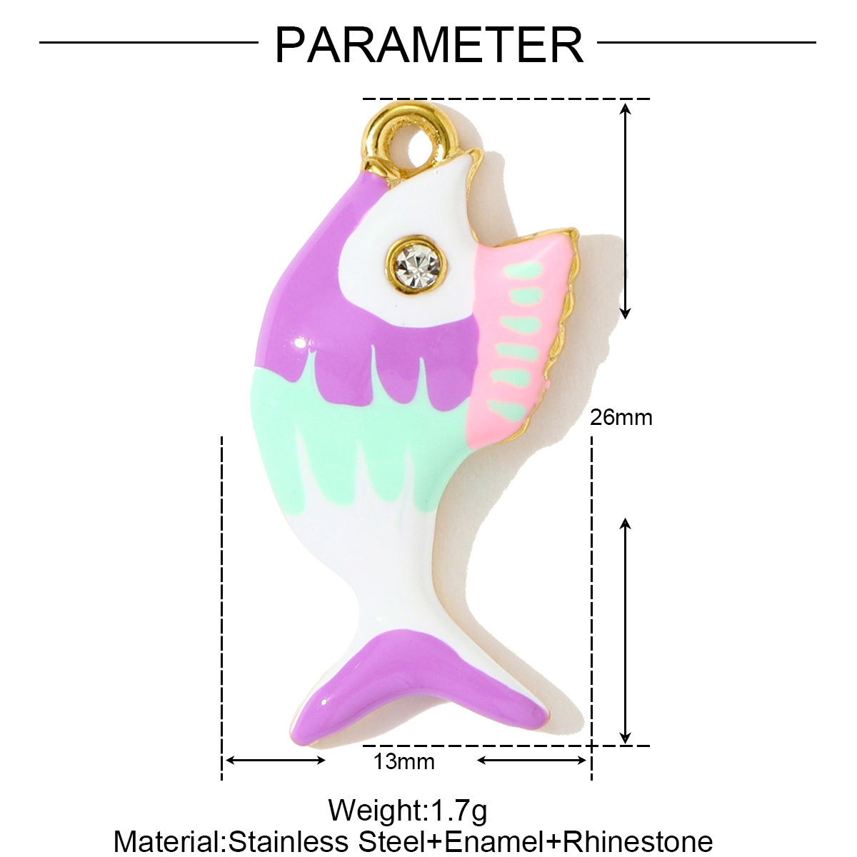 6pcs/pack Wholesale Stainless Steel Fish Mermaid Tail Necklace Pendants Enamel Shell DIY Earring Charms Women Ocena Style Jewelry