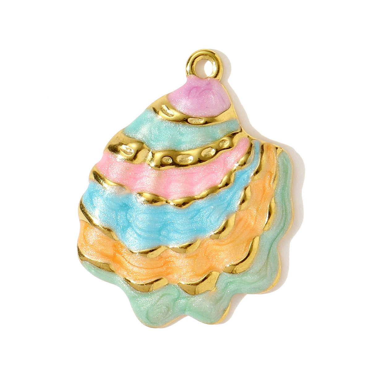 6pcs/pack Wholesale Stainless Steel Fish Mermaid Tail Necklace Pendants Enamel Shell DIY Earring Charms Women Ocena Style Jewelry