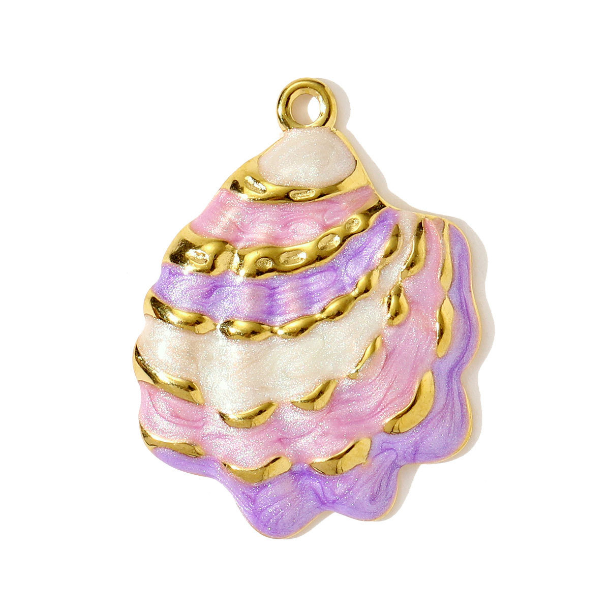6pcs/pack Wholesale Stainless Steel Fish Mermaid Tail Necklace Pendants Enamel Shell DIY Earring Charms Women Ocena Style Jewelry