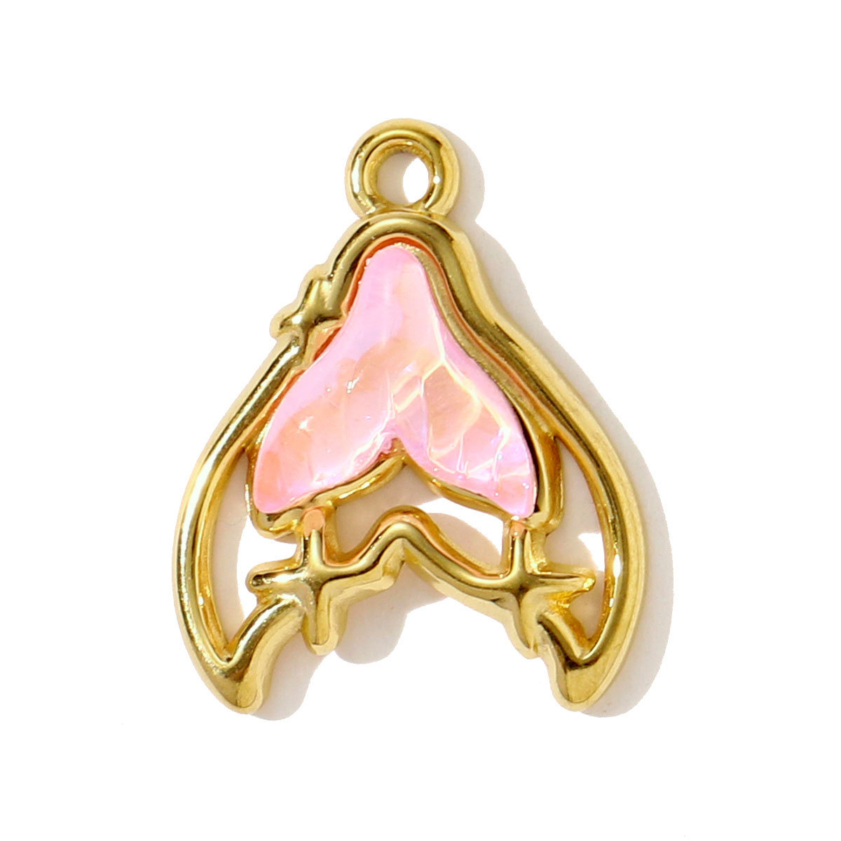 6pcs/pack Wholesale Stainless Steel Fish Mermaid Tail Necklace Pendants Enamel Shell DIY Earring Charms Women Ocena Style Jewelry