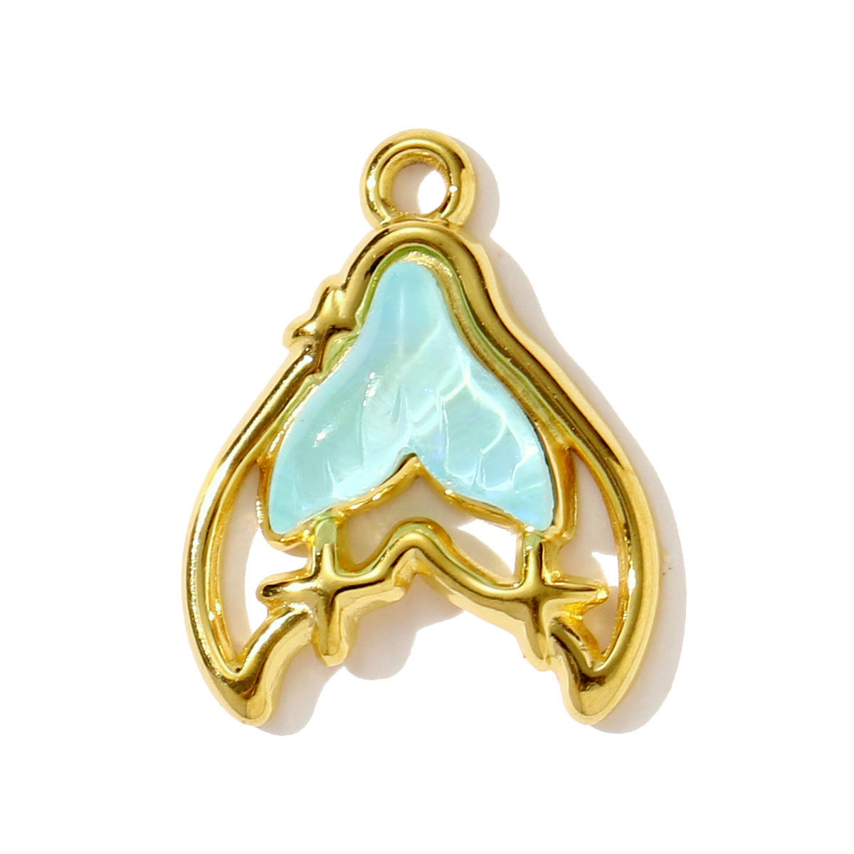 6pcs/pack Wholesale Stainless Steel Fish Mermaid Tail Necklace Pendants Enamel Shell DIY Earring Charms Women Ocena Style Jewelry