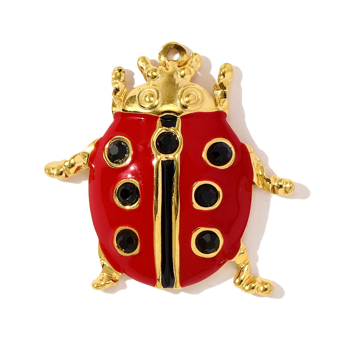 6pcs/pack Stainless Steel Rhinestone Starfish Turtle Diy Charms Enamel Cherry Ladybird Earring Pendants Women Ocean Fish Jewelry