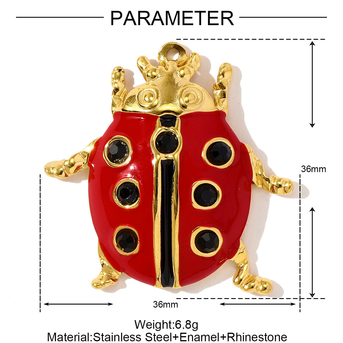 6pcs/pack Stainless Steel Rhinestone Starfish Turtle Diy Charms Enamel Cherry Ladybird Earring Pendants Women Ocean Fish Jewelry