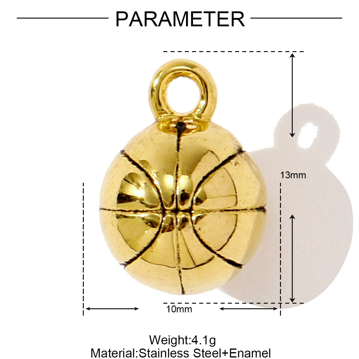 6pcs/pack Stainless Steel Baseball Football Basketball Diy Charms Enamel Ename Dice Necklace Pendants Women Sports Style Jewelry